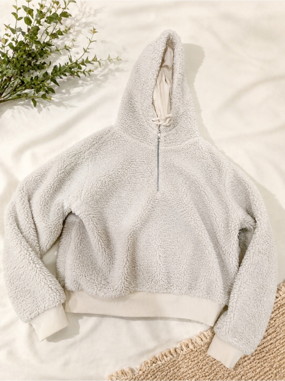 lululemon athletica Light Gray Sherpa Half-Zip Hoodie